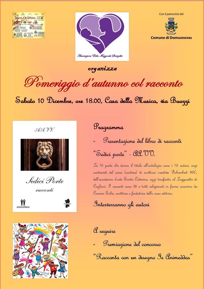 10/12 POMERIGGIO D'AUTUNNO COL RACCONTO, presentazione del libro “Sedici Porte”